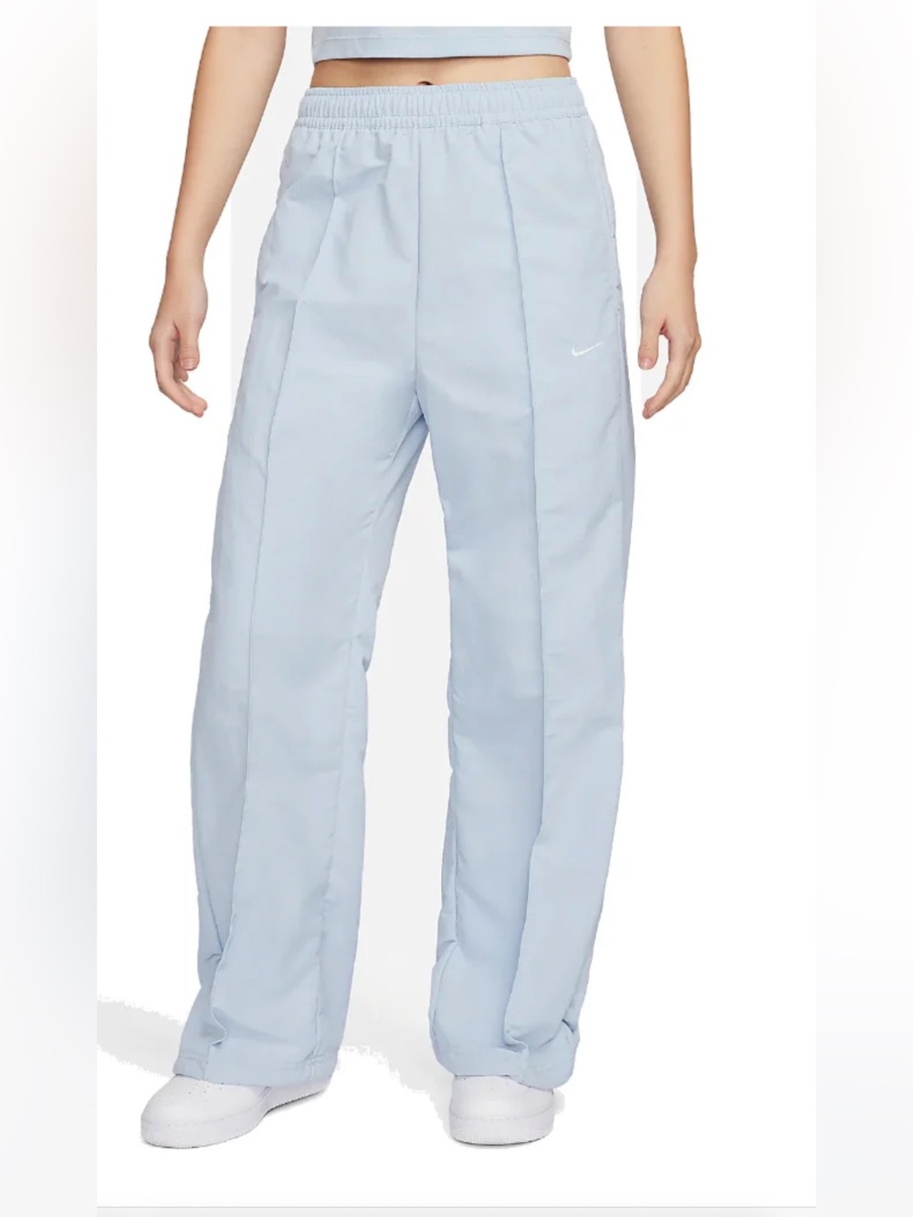 Nike Light Blue Nylon Track Pants with Drawcords